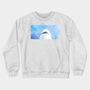 A plane in the sky | Civil aviation | Avia | Blue sky | hand drawn digital painting Crewneck Sweatshirt